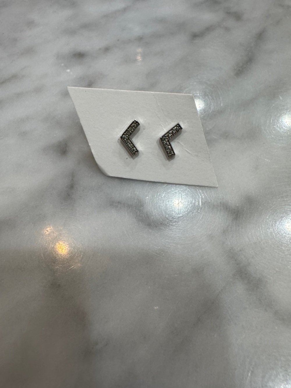 Sterling Silver Chevron Stud Earrings in Black